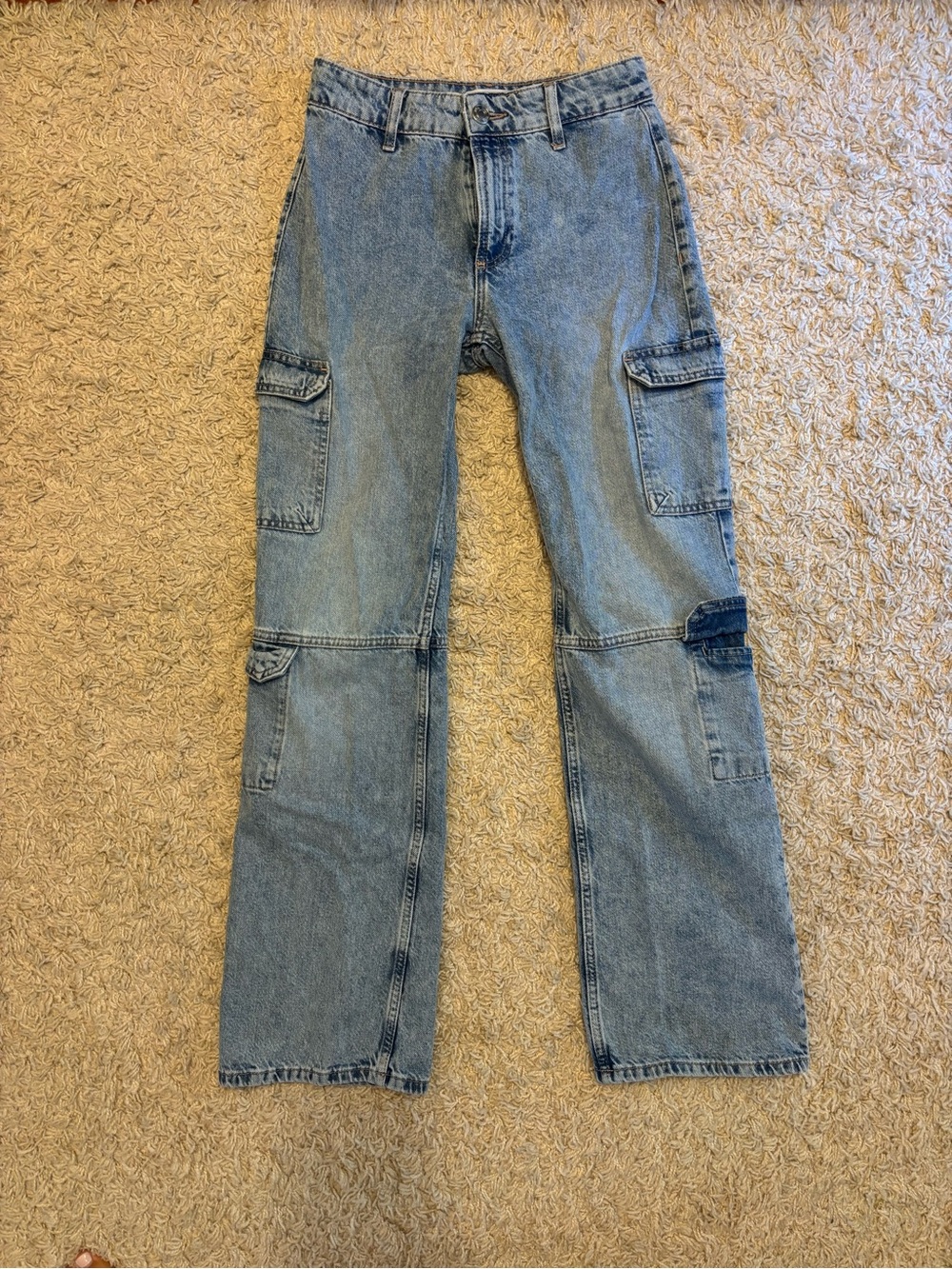 Zara Light Blue Denim Cargo Jeans